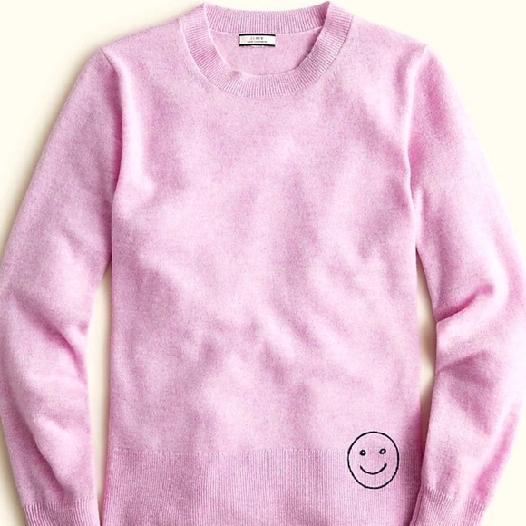 NWT - J. Crew 100% Cashmere Smiley face sweater - Picture 1 of 9